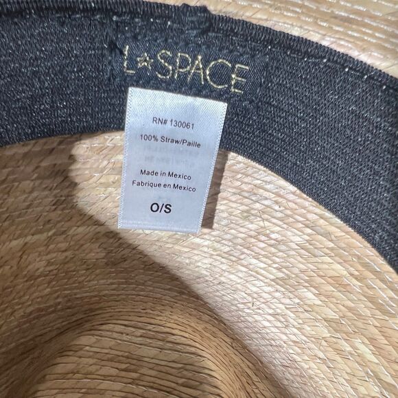 L Space Riviera Hat 100% Straw Natural One Size Woven Rim Beach Palm Resort Wear - Picture 7 of 7